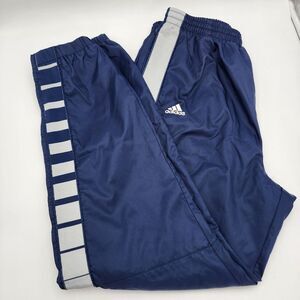 Vintage Adidas Mens Pants Size L Track Warm Up Joggers Navy‎ Lined Zip Ankle